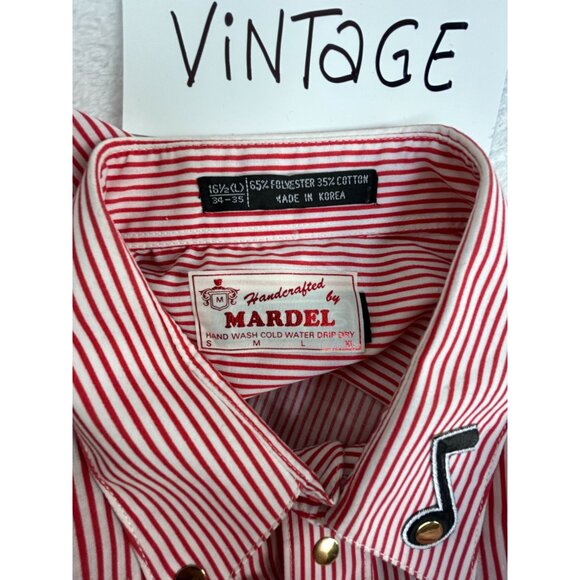 Vintage Mardel Striped Button-Up Shirt Large Musical Embroidery Handcrafted New - Picture 4 of 11